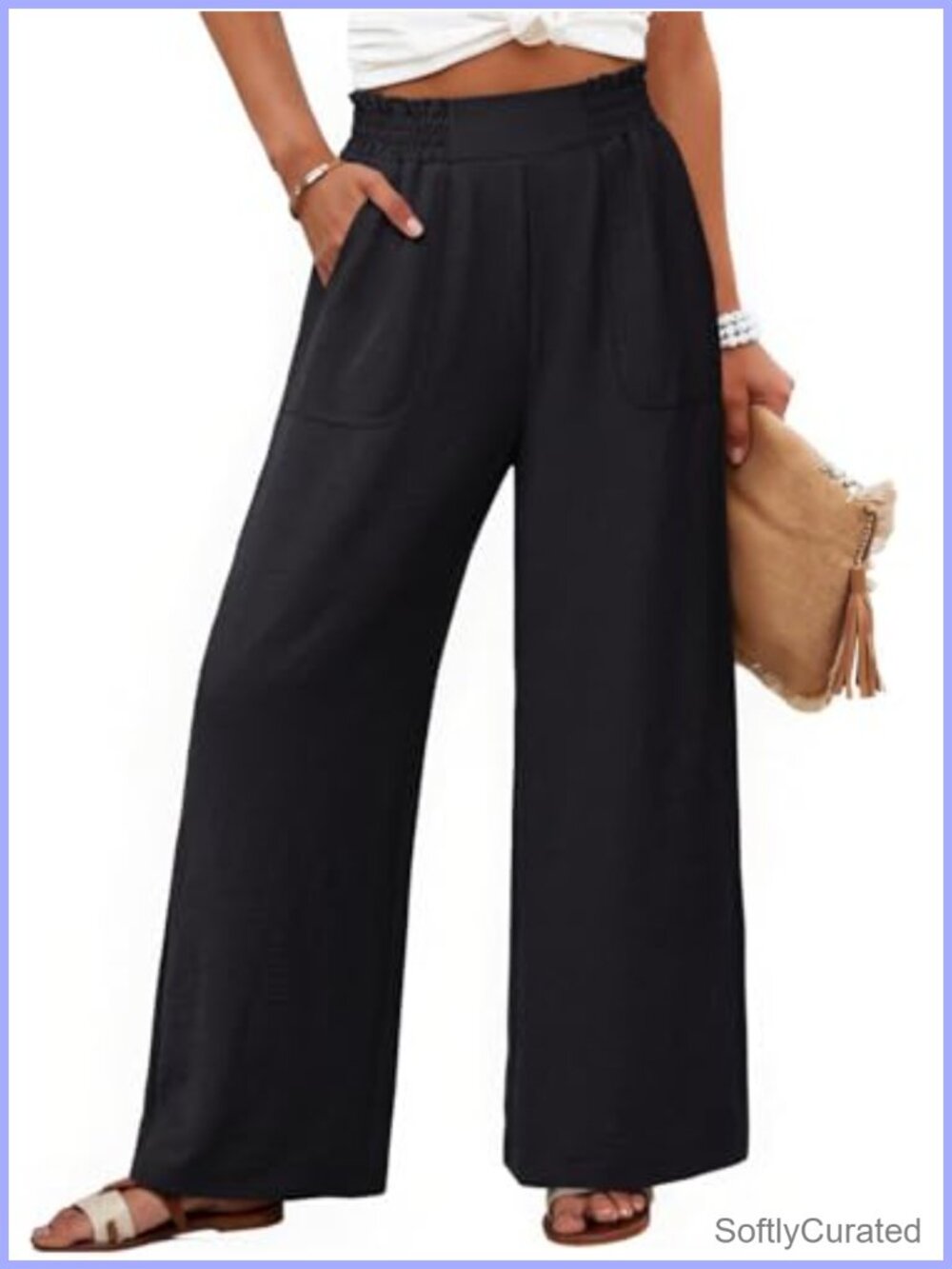 Wide Leg Palazzo Pants High Waist Drawstring Lounge Beach